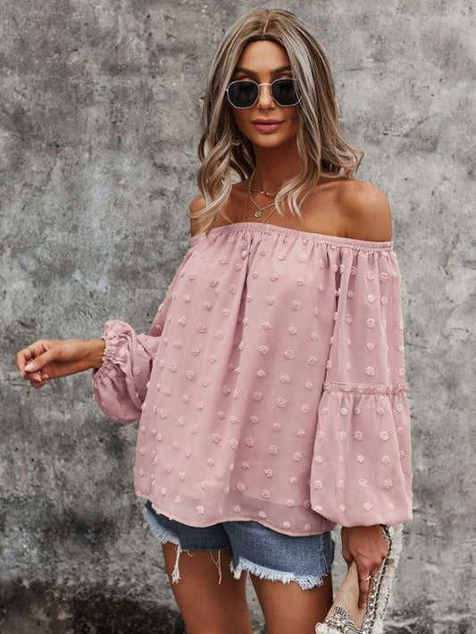 Miss Sparkling Off  Shoulder Dotted Top