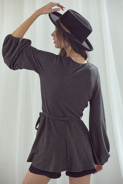 Jade By Jane Long Bubble Sleeve Wrap Tunic PLUS