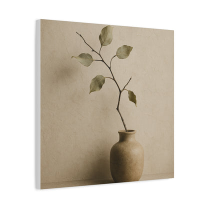 Japandi Style Wabi-Sabi Dried Branch - Minimalist Beige & Earth Tone Canvas Wall Art