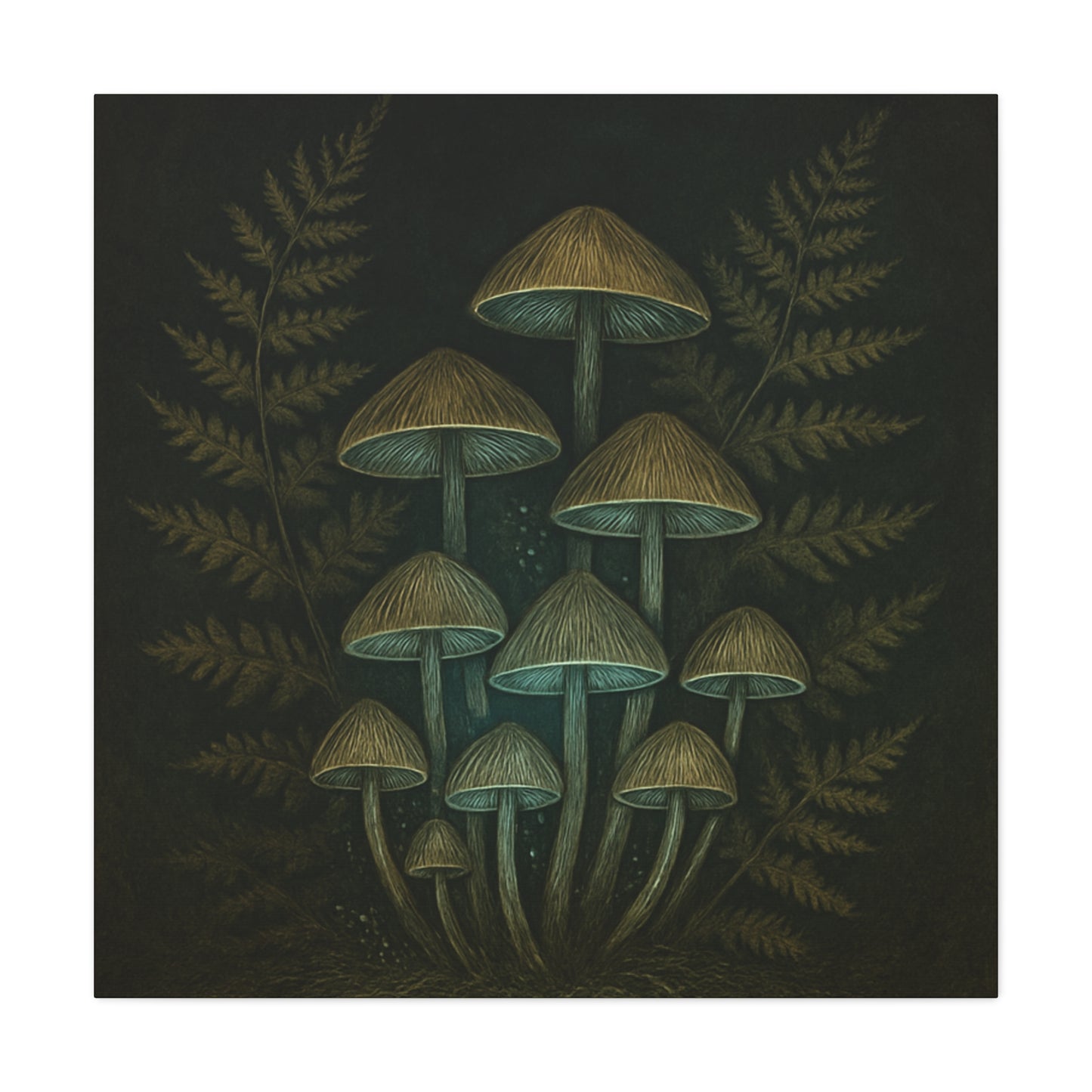 Dark Academia Mystical Mushrooms Wall Art - Vintage Style Canvas Botanical Poster