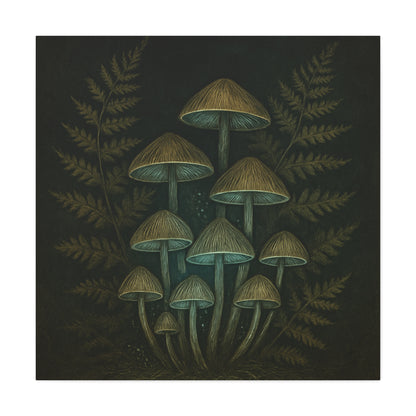 Dark Academia Mystical Mushrooms Wall Art - Vintage Style Canvas Botanical Poster
