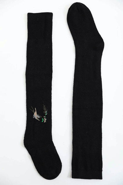 Leto Accessories Hummingbird Wool Knee High Socks