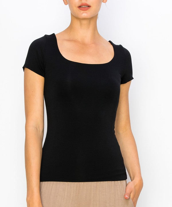 Fabina Bamboo Double Layered Cap Sleeve Top