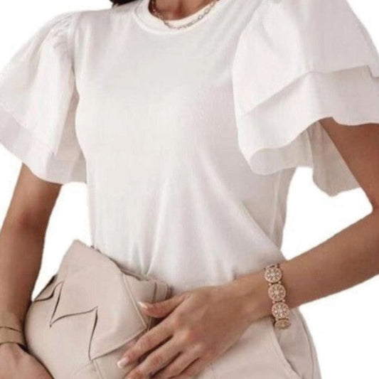  ClaudiaG Apparel Daisy Bell Sleeve Top in White