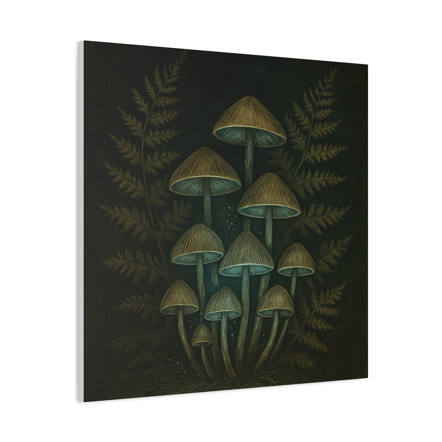 Dark Academia Mystical Mushrooms Wall Art - Vintage Style Canvas Botanical Poster