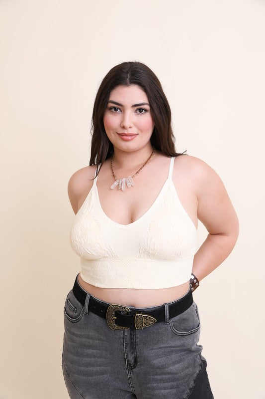 Leto Accessories Seamless Padded Textured Brami Plus Size