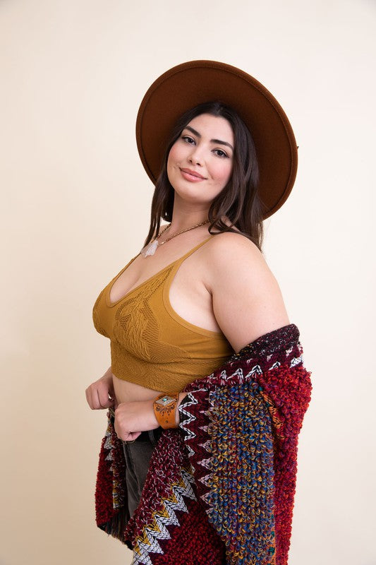 Leto Accessories Seamless Padded Textured Brami Plus Size