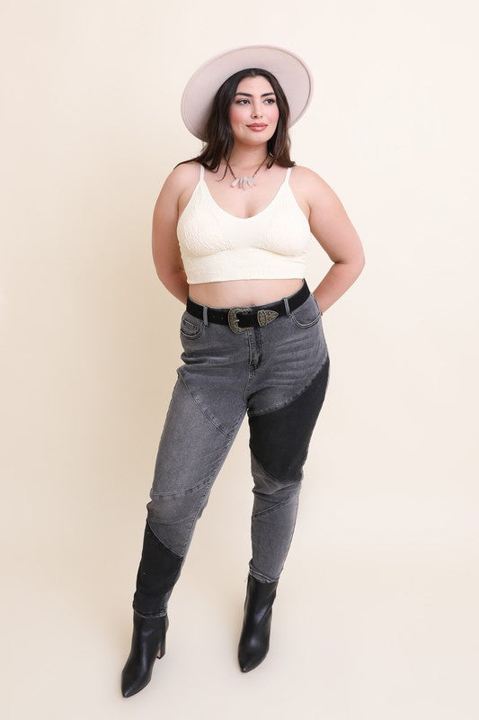 Leto Accessories Seamless Padded Textured Brami Plus Size