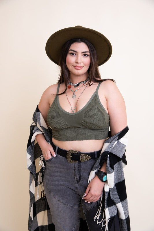 Leto Accessories Seamless Padded Textured Brami Plus Size