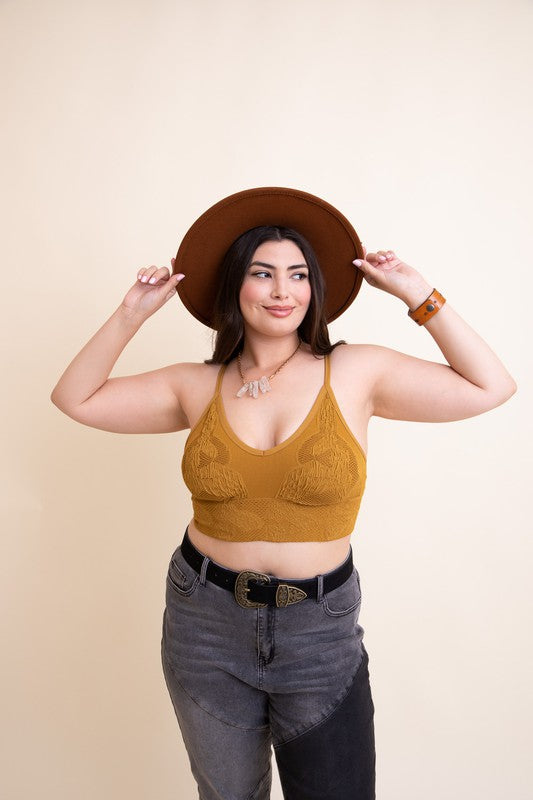 Leto Accessories Seamless Padded Textured Brami Plus Size