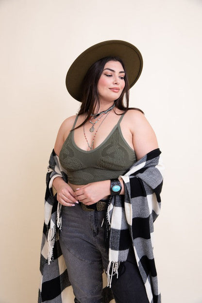 Leto Accessories Seamless Padded Textured Brami Plus Size