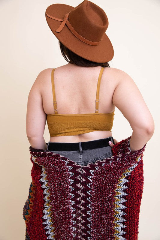 Leto Accessories Seamless Padded Textured Brami Plus Size