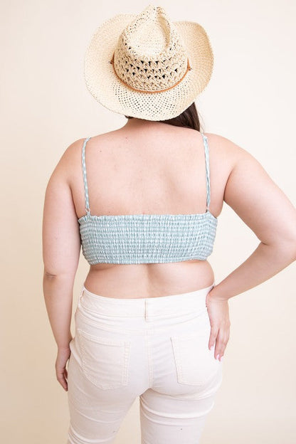 Leto Accessories Plus Size Gingham Smocked Bralette
