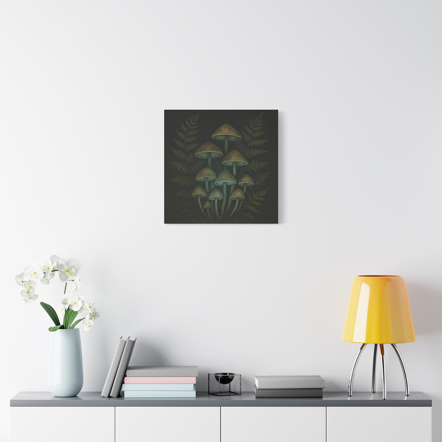 Dark Academia Mystical Mushrooms Wall Art - Vintage Style Canvas Botanical Poster