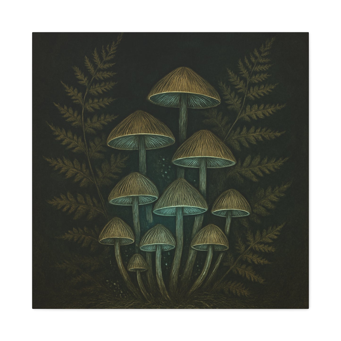 Dark Academia Mystical Mushrooms Wall Art - Vintage Style Canvas Botanical Poster
