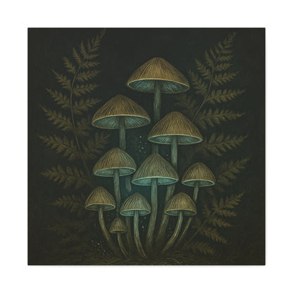 Dark Academia Mystical Mushrooms Wall Art - Vintage Style Canvas Botanical Poster