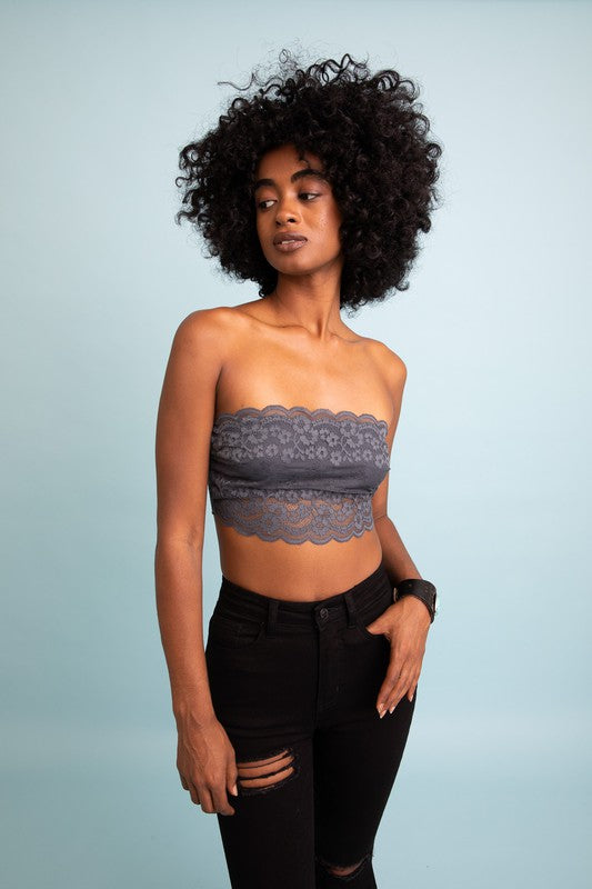 Leto Accessories Wide Lace Bandeau
