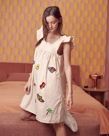 Jade By Jane Multi Patch Ruffled Streetwear Mini Dress - PLUS