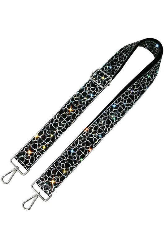 Black and White 1.5 Inches Rhinestone Guitar Strap