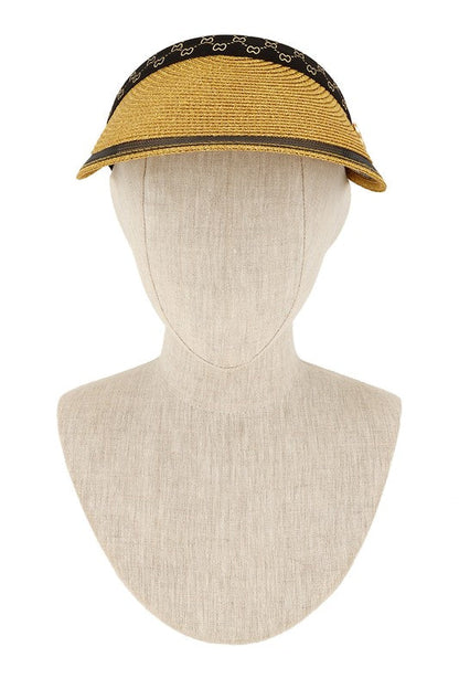 G Charm Metallic Straw Visor Hat