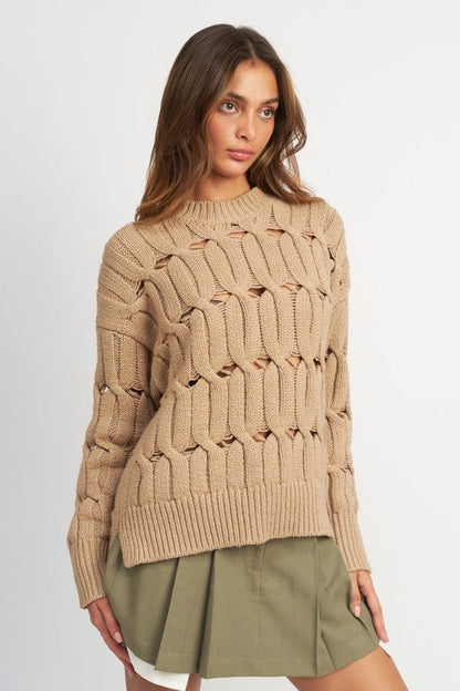 Emory Park | Open Knit Sweater with Slits