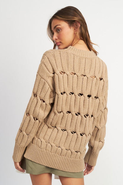Emory Park | Open Knit Sweater with Slits