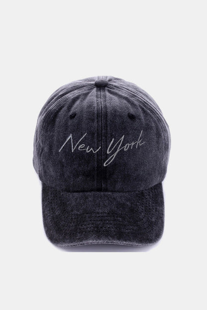 Zenana Washed Embroidered City Baseball Cap