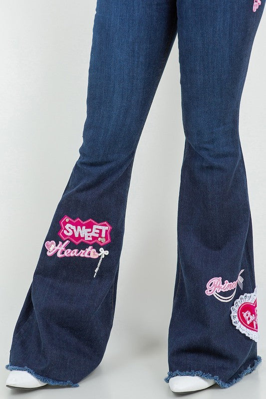 GJG Denim Sweet Heart Bell Bottom Jean- Inseam 32