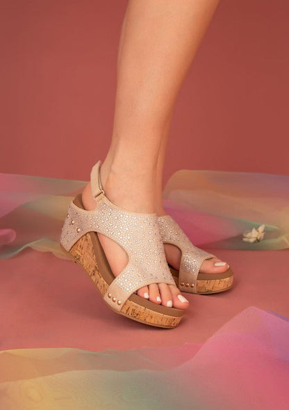 Barbara Rhinestone Covered Wedges