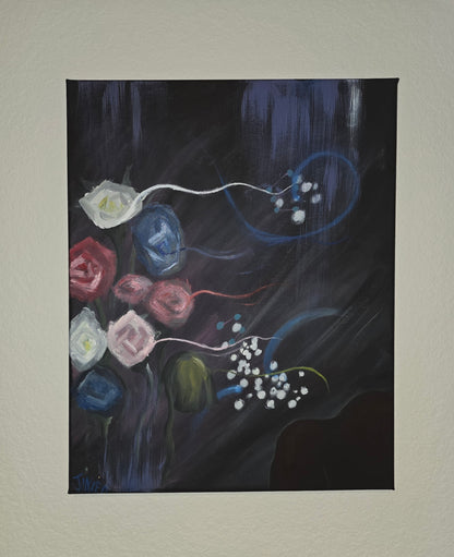 One of a Kind Hand Painted Abstract Flowers Wall Art Original Art Acrylic & Oil Painting on Canvas