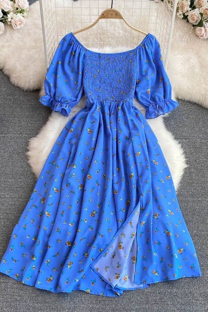 Miss Sparkling Floral Smocked Midi Dress