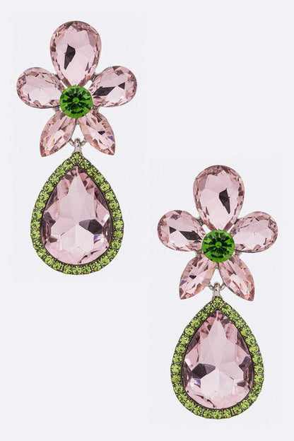 Crystal Flower Chandelier Earrings