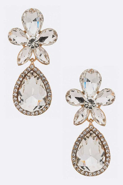 Crystal Flower Chandelier Earrings
