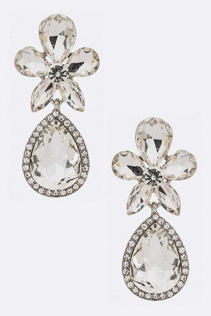 Crystal Flower Chandelier Earrings