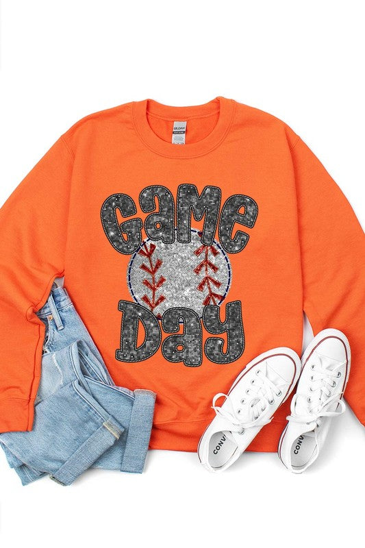 Baseball Game Day Faux Sequins Graphic Sweatshirts