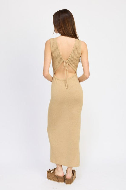 Emory Park | Crochet Maxi Dress with Back Tie Detail