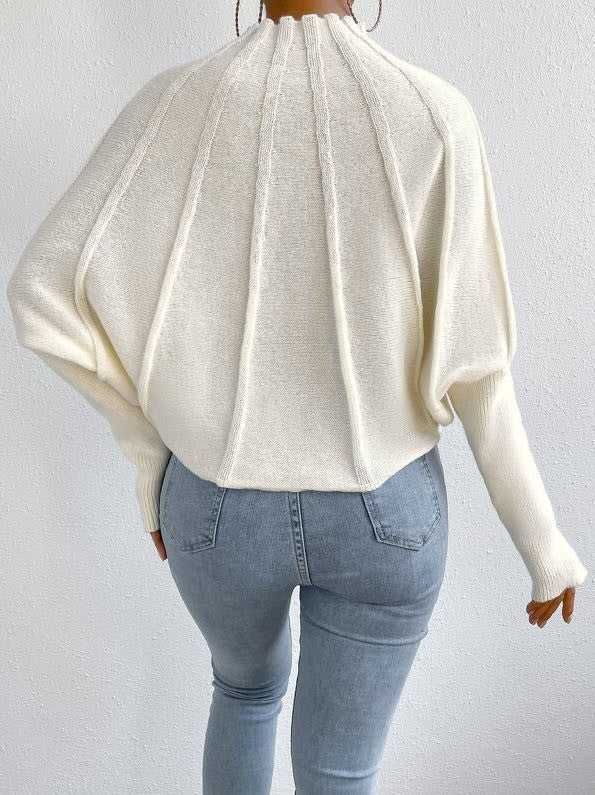 Miss Sparkling |Mock Neck Batwing Sweater