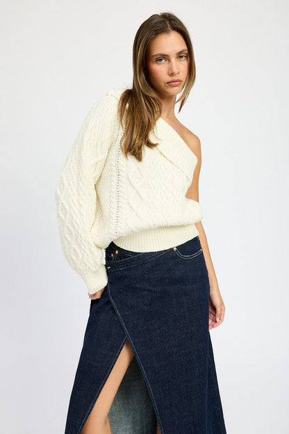 Emory Park | Oversized One Shoulder Sweater