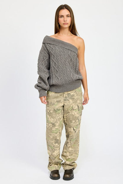 Emory Park | Oversized One Shoulder Sweater