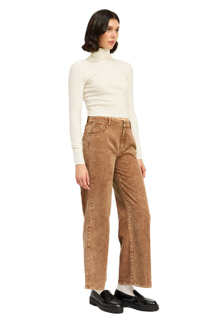 DISTRASSED CORDUROY PANTS LIGHT BROWN