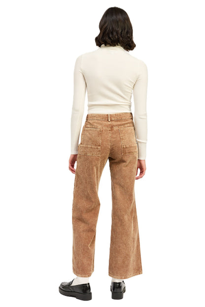 DISTRASSED CORDUROY PANTS LIGHT BROWN