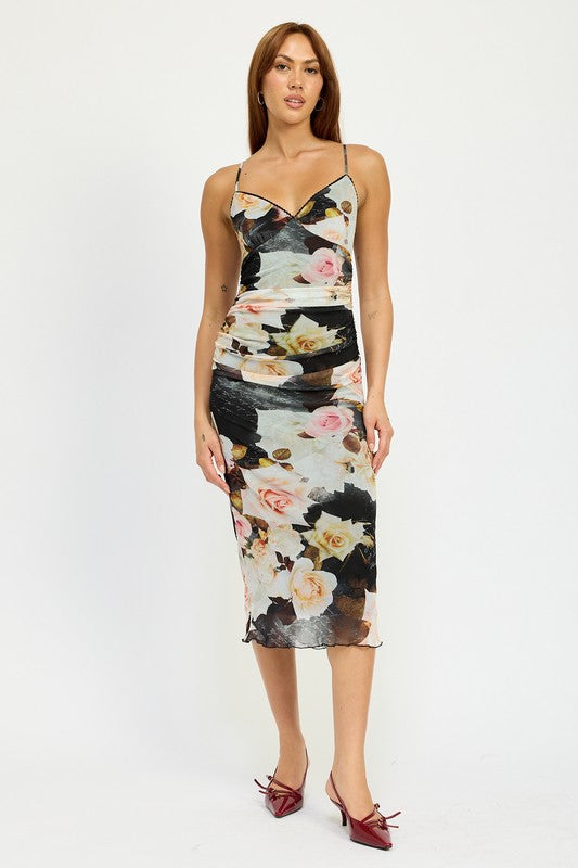 Emory Park | Ruched Midi V-Neck Dress