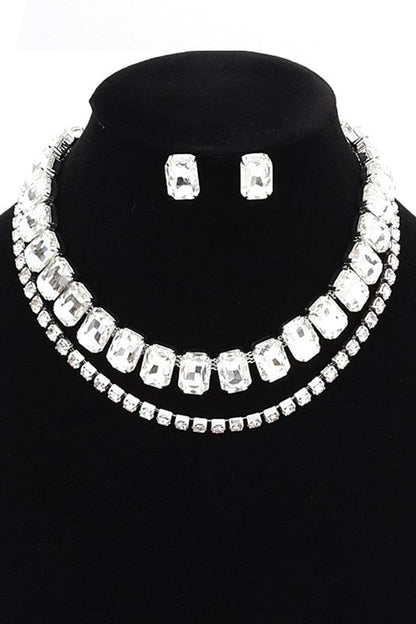 Crystal Layered Collar Necklace Set