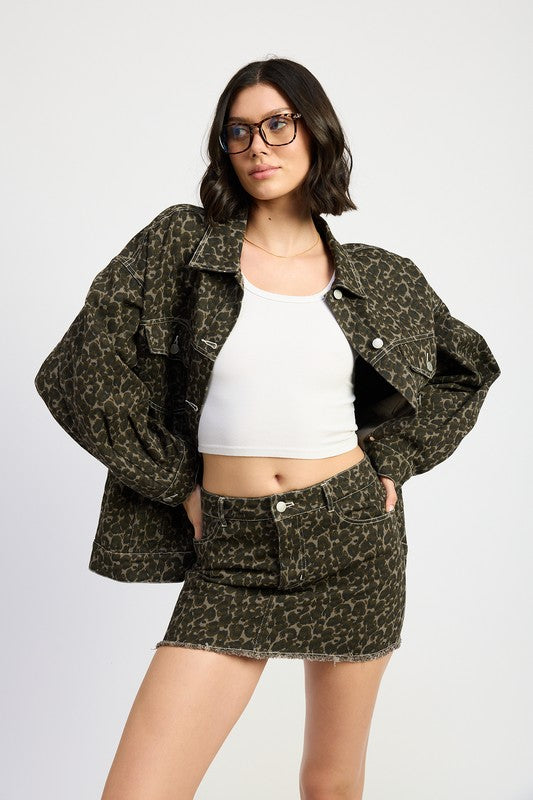 Emory Park | Oversized Printed Denim Jacket