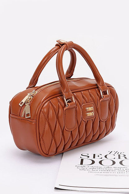 Faux Leather Quilted Top Handle Swing Bag