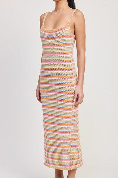 Emory Park | Midi Crochet Square Neck Dress