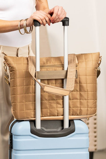 Mila Quilted Traveler Tote with Mini Clutch