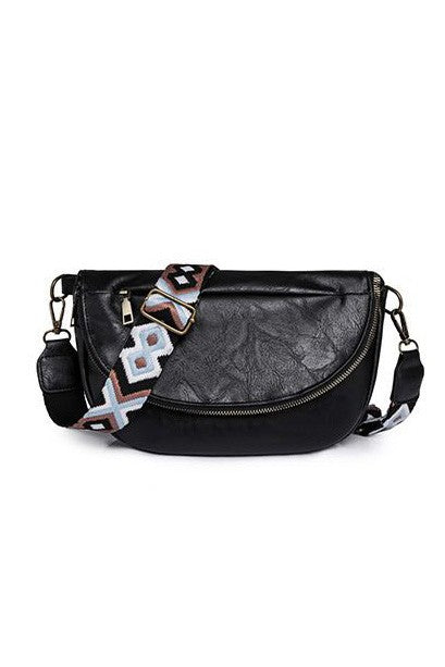 Callie Fold Over Leather Crossbody Sling Bag