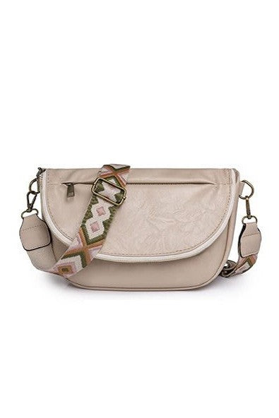 Callie Fold Over Leather Crossbody Sling Bag