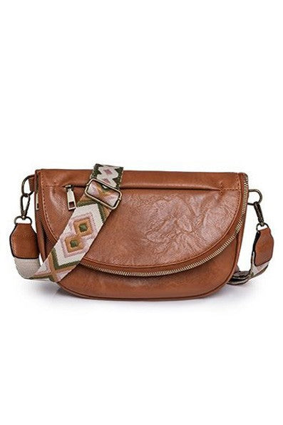Callie Fold Over Leather Crossbody Sling Bag